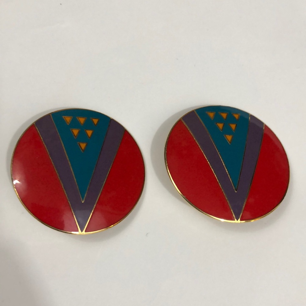 Vintage Laurel Burch “WU-YI” Golden Earrings.